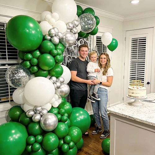 110Pcs Dark Green Balloons Latex Party Balloons 12 inch Round Helium Balloons for Dark Green Themed Christmas Green Balloon (with 2 Ribbons).