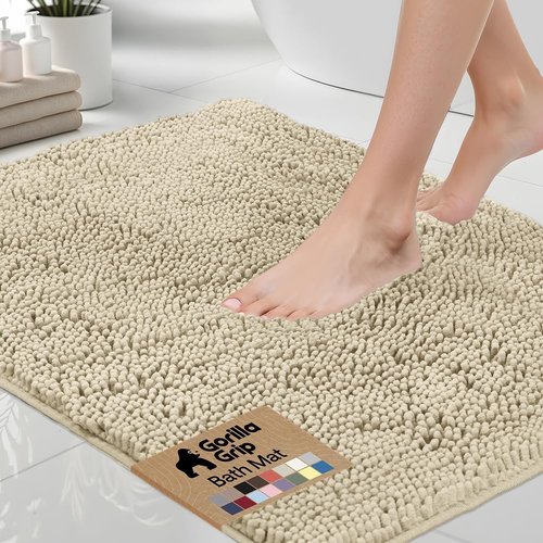 GORILLA GRIP Bath Rug Mat - Thick Soft Absorbent Chenille | Quick Dry Microfiber, 44x26 Inches, Washable