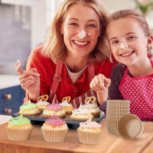 Caperci Cupcake Muffin Liners - 300 Pcs Odorless Greaseproof Baking Cups for Parties & Events | Natural