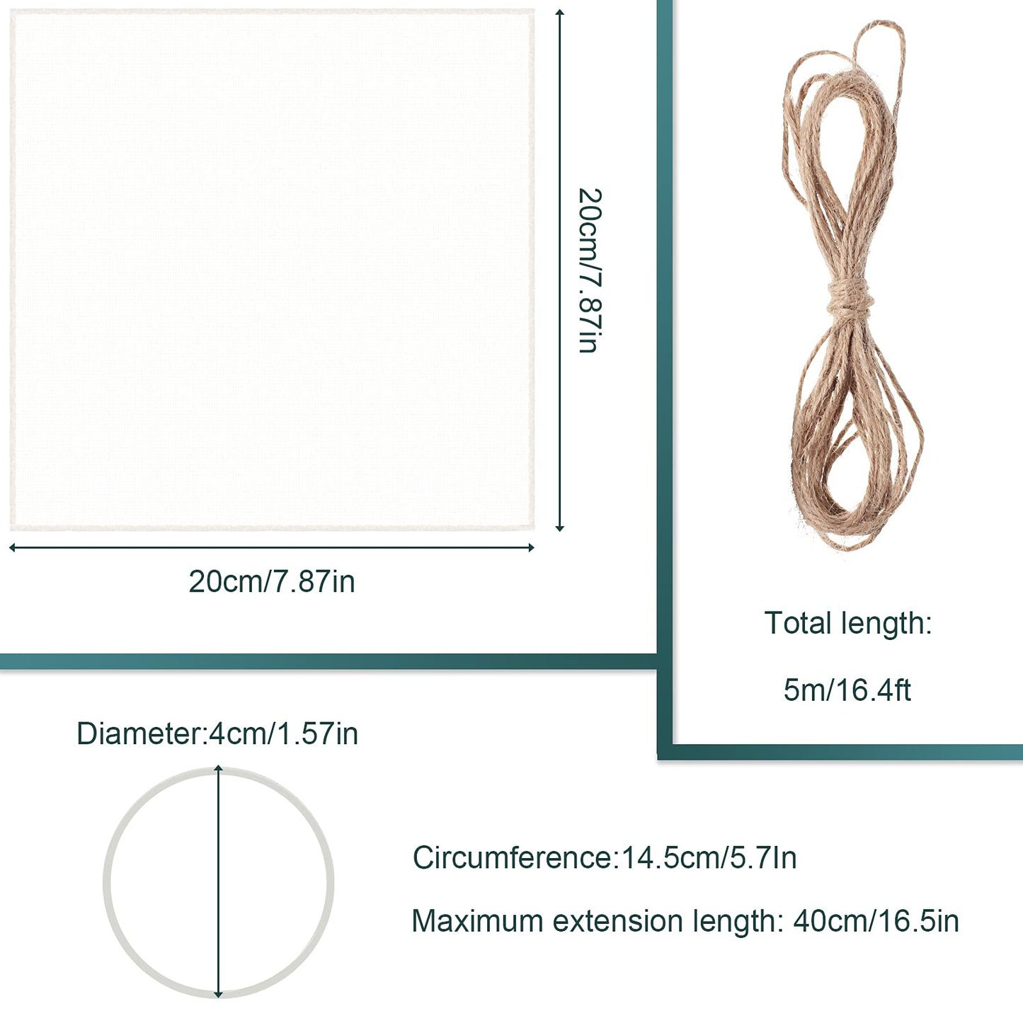 Tatuo 20 Pieces Unbleached Muslin Jar Cloth Covers Kombucha Fermentation Breathe Muslin 8 Inch Square Covers with 20 Rubber Bands and 5 Meters Jute Rope for Bottle Jar