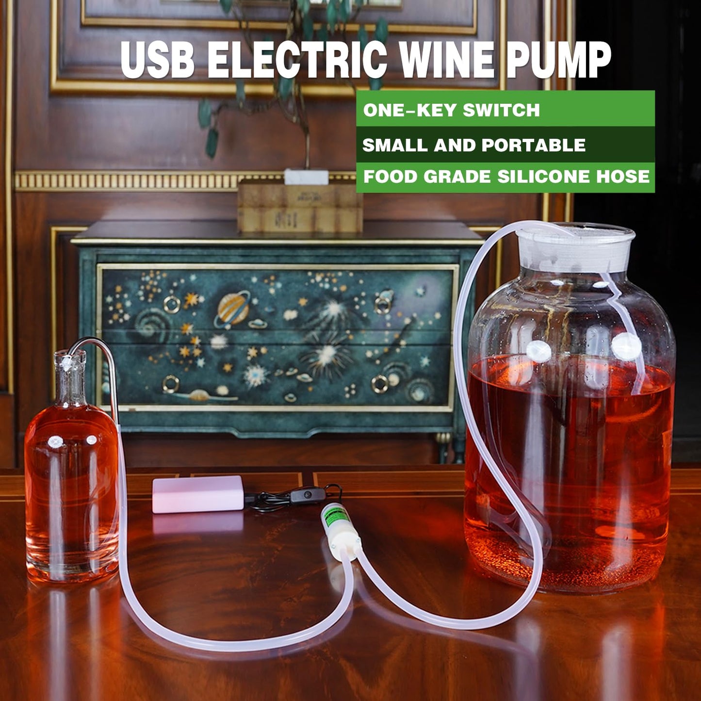 Portable USB Electric Auto siphon Self Priming Pump for Bottling Home brew Wine,Beer and Kombucha, DC 5V Food Grade Water Transfer Pump With 6.5FT hose, 2L/Min No Mess Leak,Low Noise