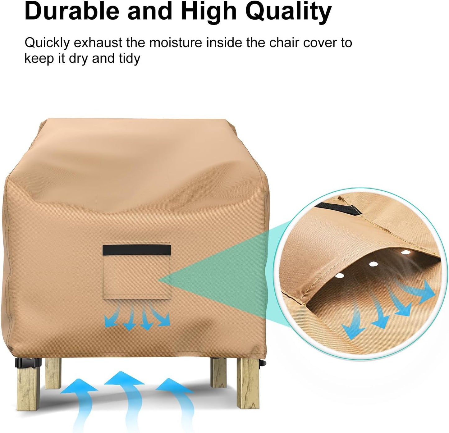 Patio Chair Covers - Waterproof 600D Heavy Duty Oxford Cloth | Large Lounge Deep Seat 33" W x 31" D x 31" H - Brown