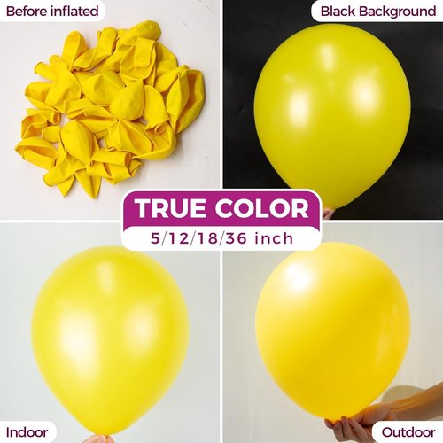 Bezente Yellow Balloons - 18 Inch Large Thick Latex Balloons | 30 Pack for Bridal Shower & Birthday Decor