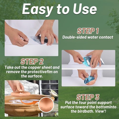 99.99% Pure Copper Bird Bath Purification Disk - Set of 2 | Reinforced 0.6mm Thick Design for All-Season Clean Water