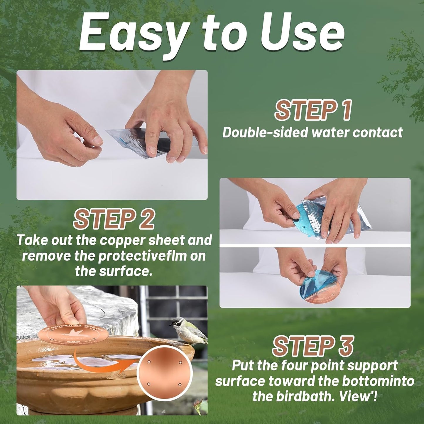 Skiennix Pure Copper Bird Bath Purification Disk - 4 Inches, 0.6mm Thick, All-Season Water Cleaner