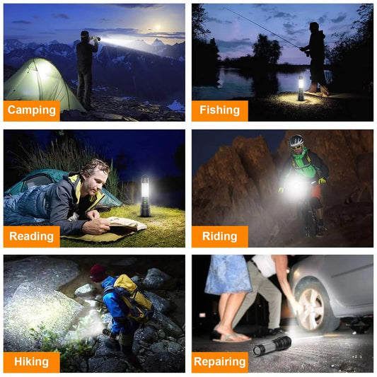 Rechargeable LED Flashlight Lantern 2000 High Lumens - with Camping Lanterns, Long Range LED Super Bright Flashlight for Camping, 5 Mode, High Powerd Heavy Duty Zoomable Waterproof Tactical Flashlight