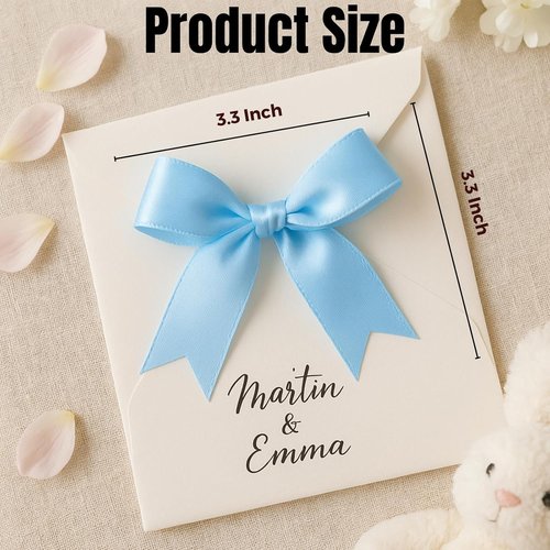 Blue Gift Wrap Bows - 50pcs Elegant Reusable Bows for Gift Wrapping & Party Decor | Light Blue