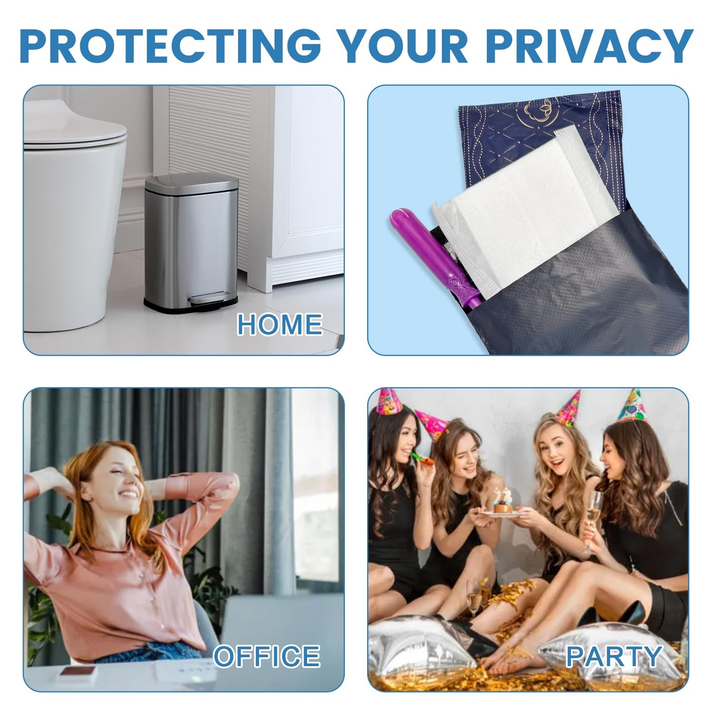 Sanitary Napkin Disposal Bags, Feminine Personal Disposable Bags, 200 pcs Grey, Self Seal, Opaque, for Disposal of Tampons, Sanitary Pads and Liners