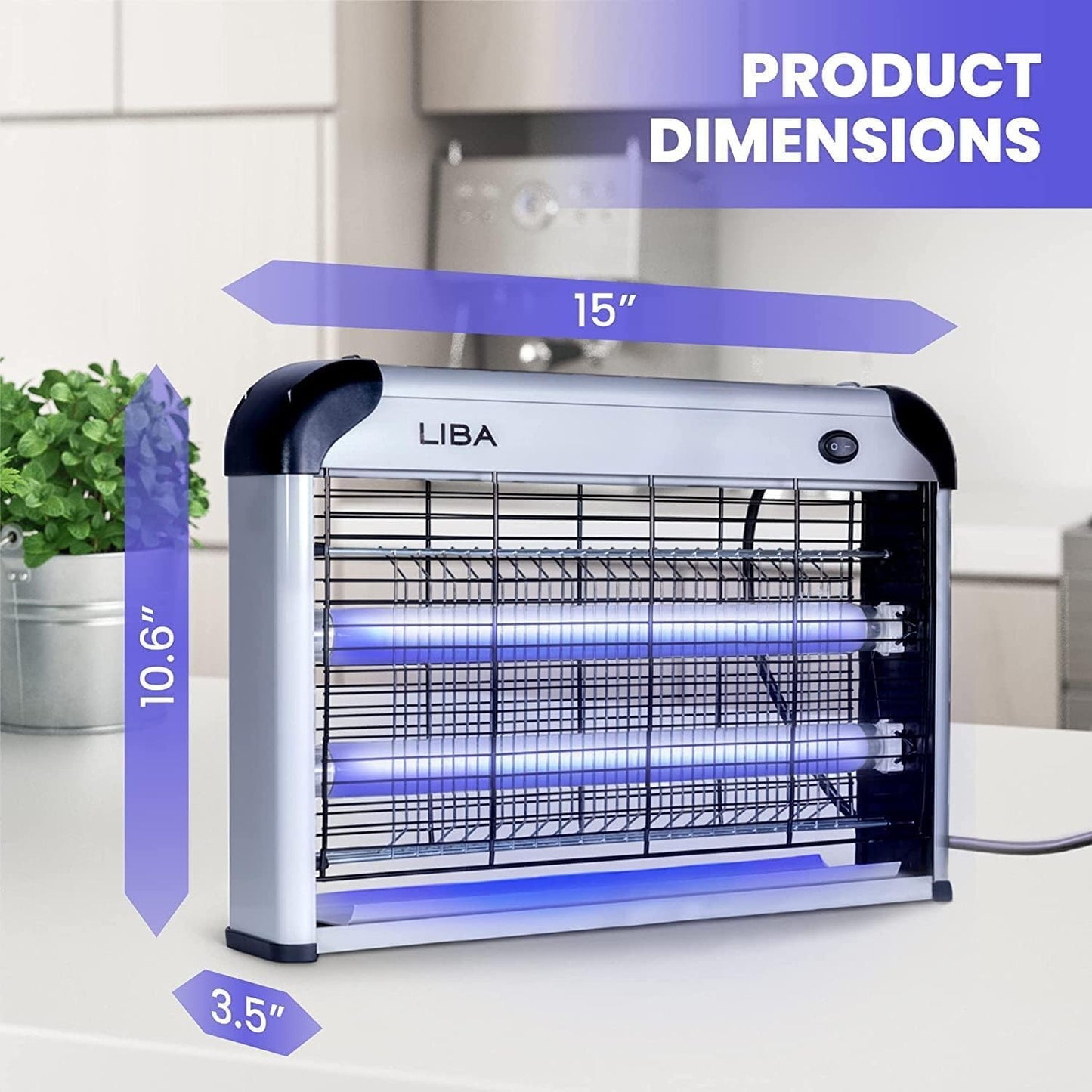 LiBa Electric Bug Zapper - Powerful Indoor Insect Killer with 4 Extra Replacement Bulbs | Lightweight, Easy-to-Clean 2800V Grid