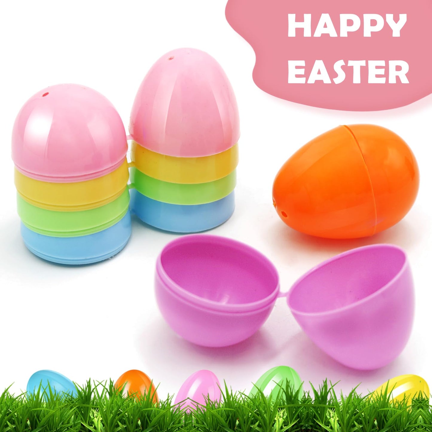 YZNlife 600Pcs Plastic Easter Eggs Bulk – 2.3" Fillable Empty Eggs for Easter Egg Hunt, Party Favors, Basket Stuffers, Classroom Prizes, & Treat Filling – Bright Multicolor ﻿ ﻿