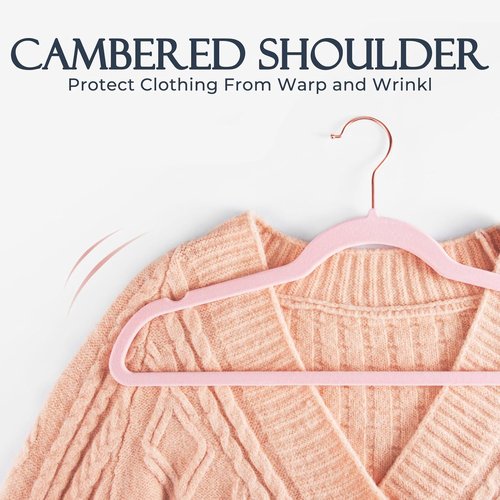 HOUSE DAY Pink Velvet Hangers - Premium Non-Slip Felt Clothes Hangers | 120 Pack, Heavy Duty, Space Saving