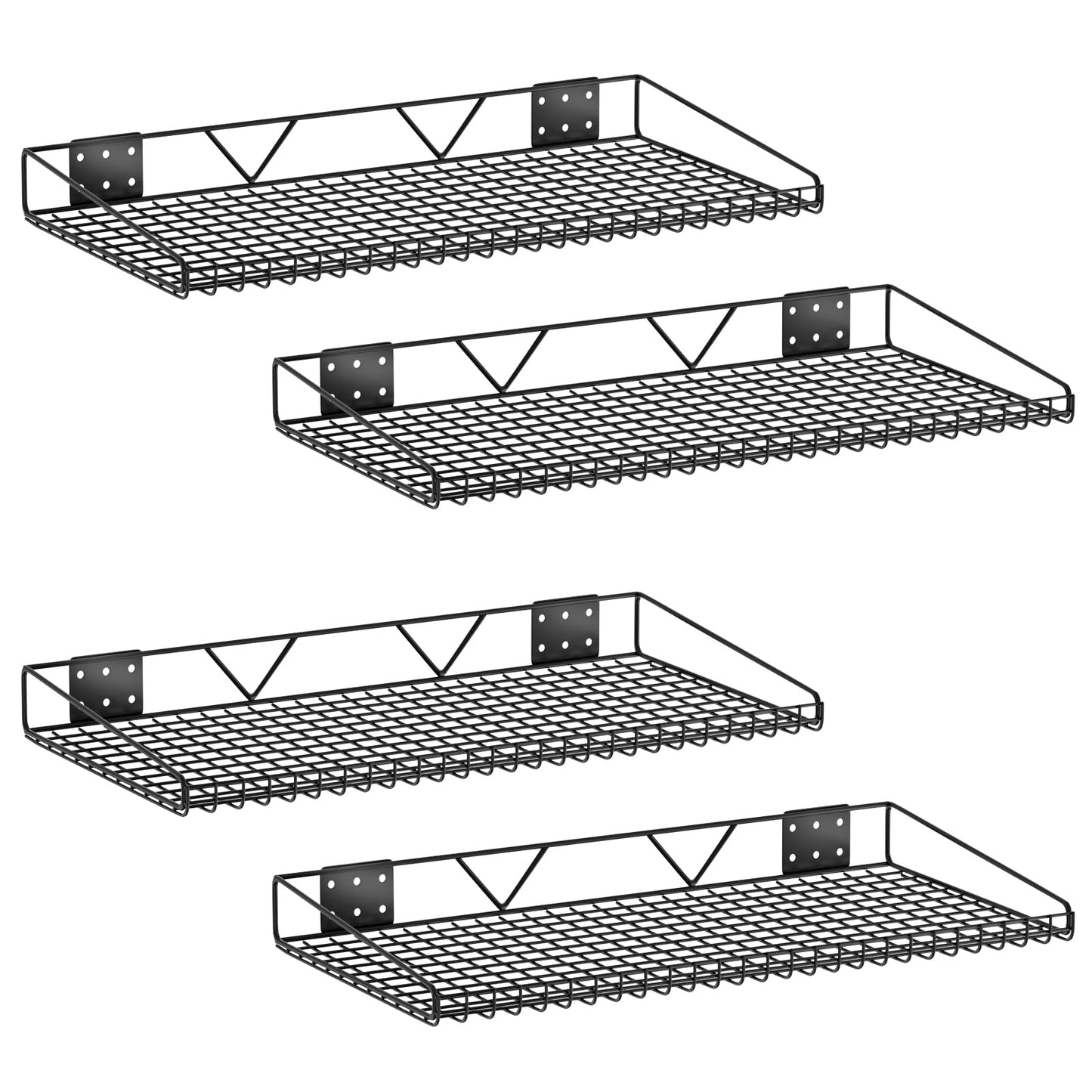 Daanxw Garage Wall Shelving,4-Pack 12 Inch X 23.8 Inch,Can be Used for Garage, Closet, Laundry Room, Heavy Duty Wall Shelving, Holds Up to 65 Lbs (Black, 12"X23.8", 4)