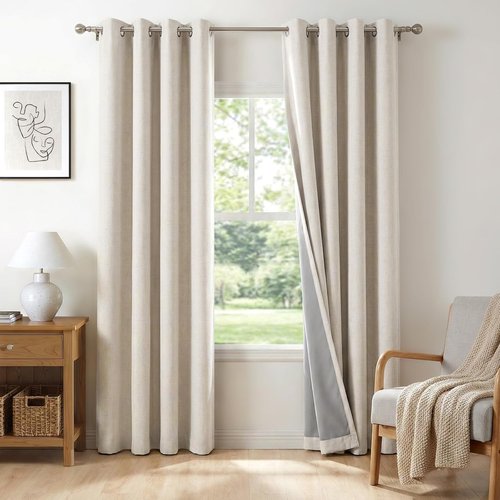 100% Blackout Shield Blackout Curtains - Beige Thermal Insulated Drapes for Bedroom & Living Room | 50" W x 84" L, 2 Panels
