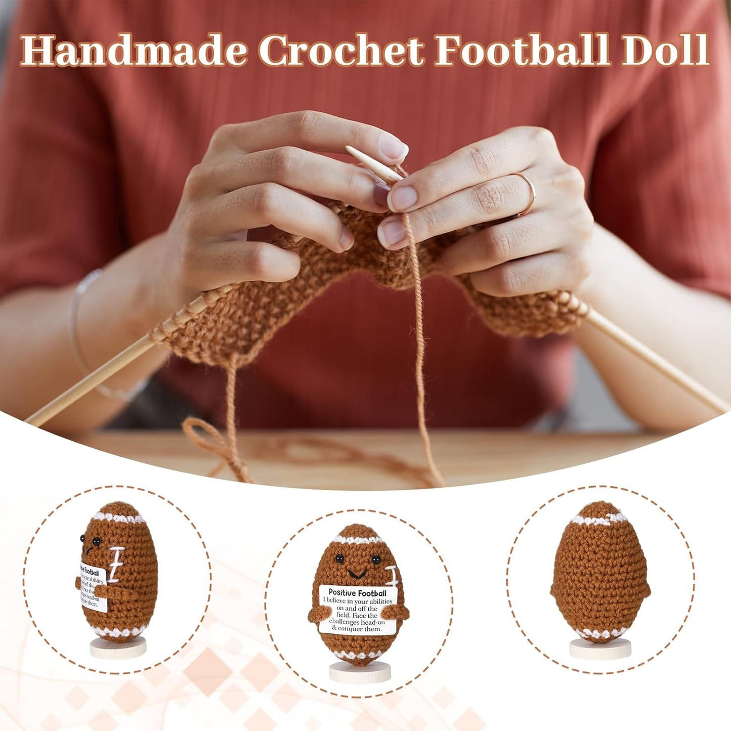 Skiennix Handmade Crochet Football Doll - Unique Positive Gift for Football Lovers | Perfect for Christmas Decorations