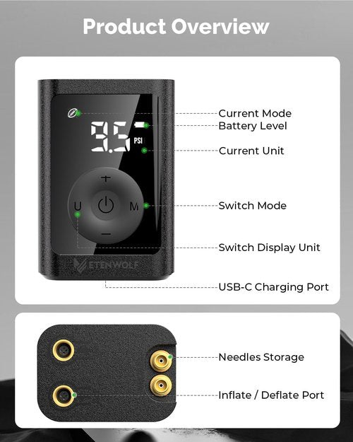 ETENWOLF P300 Plus Electric Ball Pump - Fast Inflation & Deflation for All Sports Balls | 3200 mAh Battery