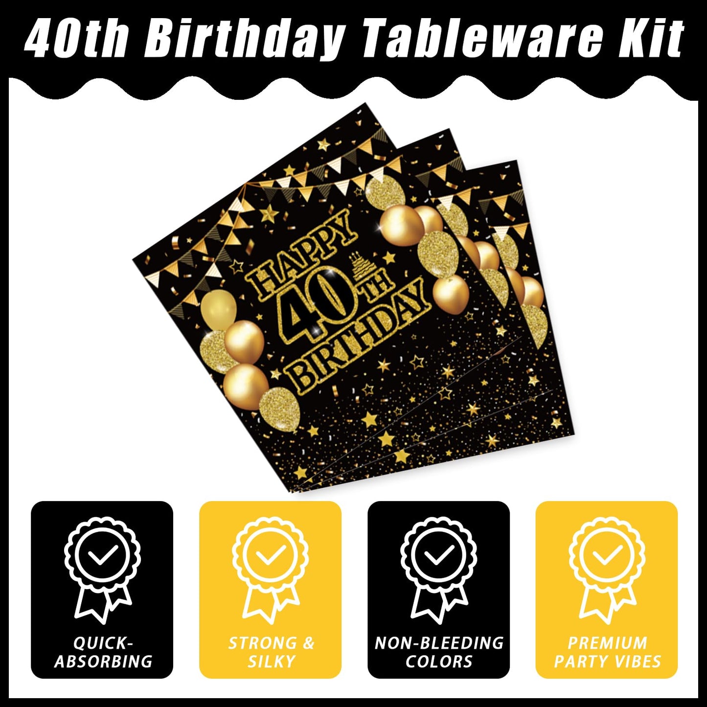 Kepeel 96Pcs 40th Birthday Party Tableware Set, Back in 1986 Birthday Party Decorations Supplies for Men Women Cheers to 40 Years Birthday Party Dessert Plates Napkins Forks Favors, Serve 24
