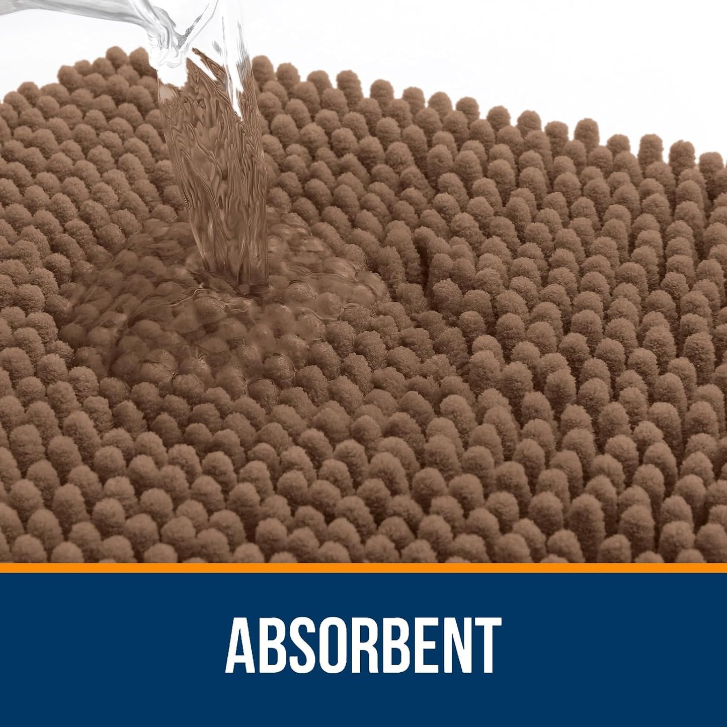 OLANLY Large Bath Rugs - Extra Soft Chenille, Quick-Dry & Machine Washable | 40x24 Mocha Color