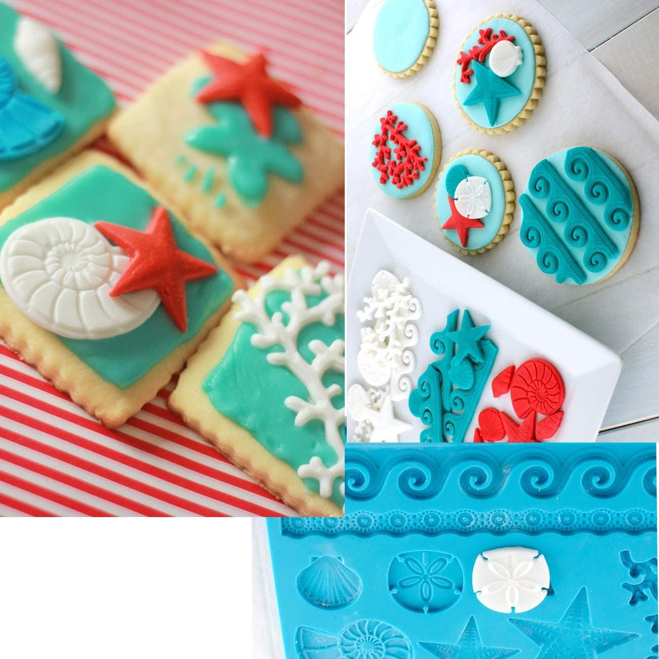 Silicone Sea Shell & Starfish Fondant Mold - Non-Stick Cake & Candy Decorating Tool