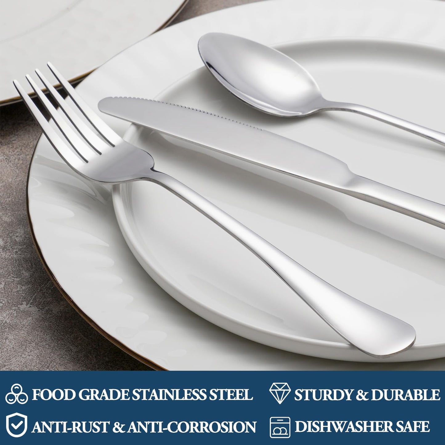 32 Piece Dinner Forks Set, Food-Grade Stainless Steel Silverware Forks, Cutlery Fork, Metal Fork for Home, Kitchen or Restaurant, Mirror Polished, Dishwasher Safe - 8 Inch