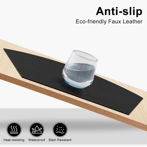 Homaxy Round Table Placemats Set of 6, Washable Wedge Shaped Faux Leather Table Mats, Wipeable Kitchen Dinner Place Mats for Indoor Outdoor, Black