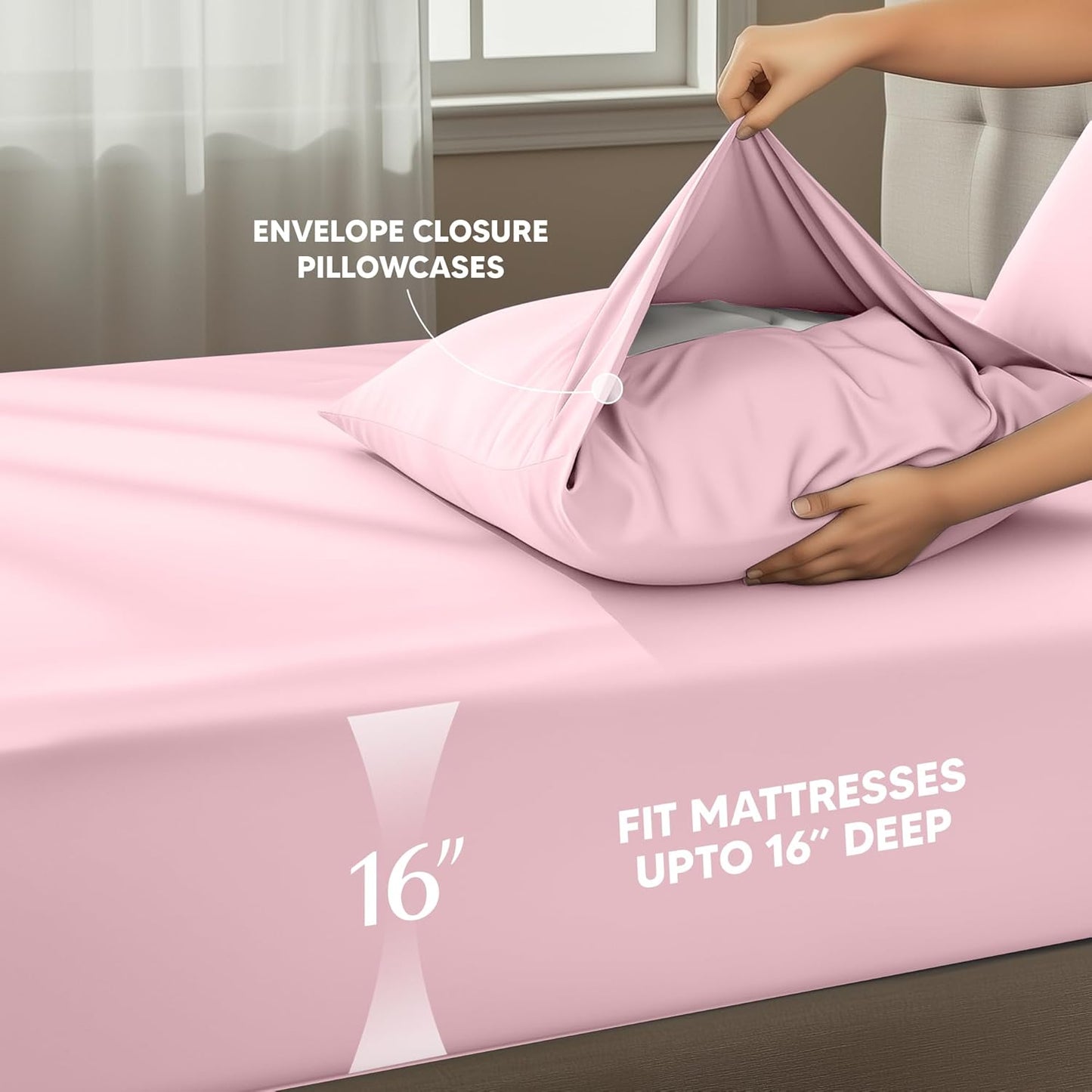 Utopia Bedding King Size Sheet Set - Soft, Breathable Microfiber, 4-Piece in Crystal Pink | Oeko Tex Certified