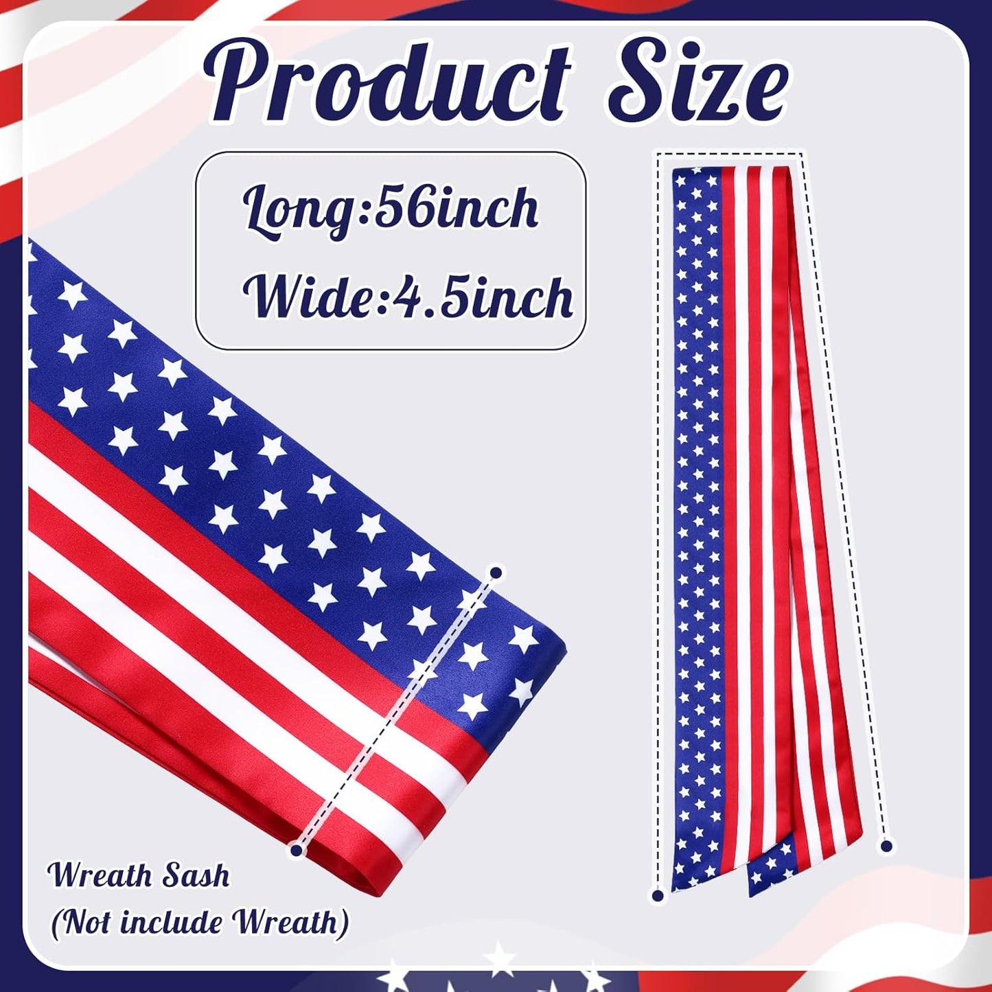VitalCozy Patriotic Wreath Sash - Satin Ribbon for Embroidery Monogram | Indoor/Outdoor Decor