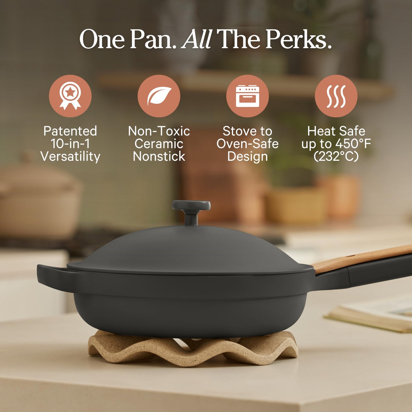 Our Place Always Pan 2.0 | 10.5" Ceramic Pan with Modular Lid, Steamer Basket & Spatula | Patented 10-in-1 Nonstick, Non-Toxic Cookware Made Without PFAS | Induction & Oven-Safe up to 450°F | Char