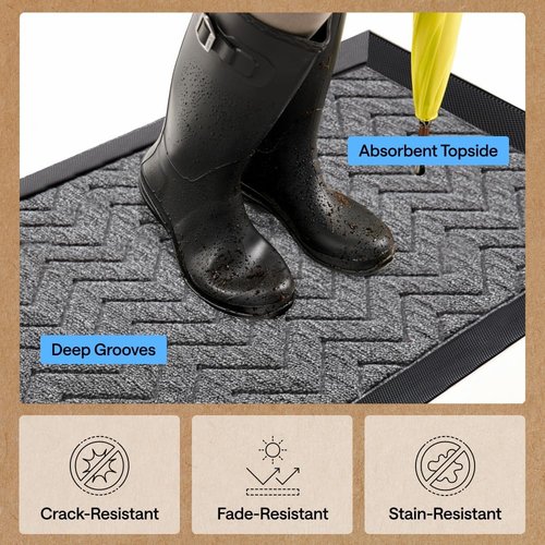 GORILLA GRIP Waterproof All-Season WeatherMAX Doormat - Durable Natural Rubber, 72x24, Easy Clean Indoor/Outdoor Mat