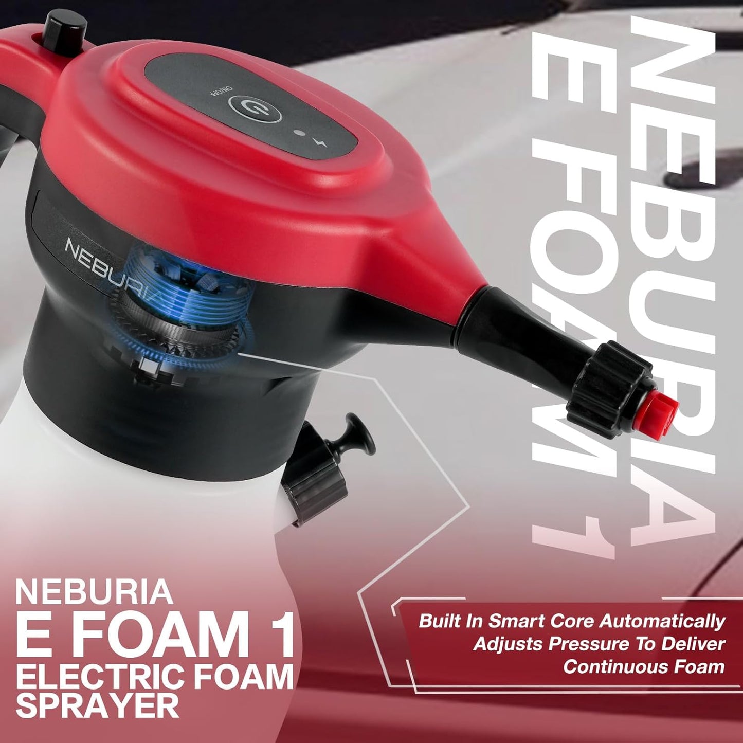 Neburia Electric Foam Sprayer - Automatic Cordless 2000mAh Battery Pump with 3 Nozzles for Car Detailing & Home Cleaning