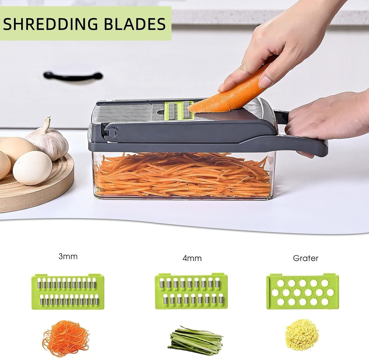 Skiennix Vegetable Chopper - 13-in-1 Slicer with 7 Blades & Spice Chopper Set | Versatile Veggie Dicer