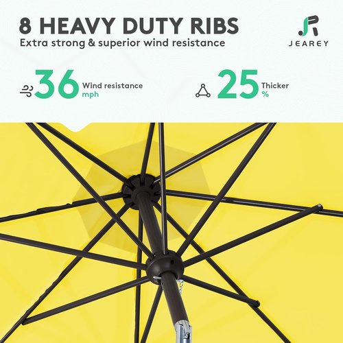 JEAREY 9FT Outdoor Patio Umbrella - UV Protection & Waterproof with Push Button Tilt | Yellow Market Umbrella