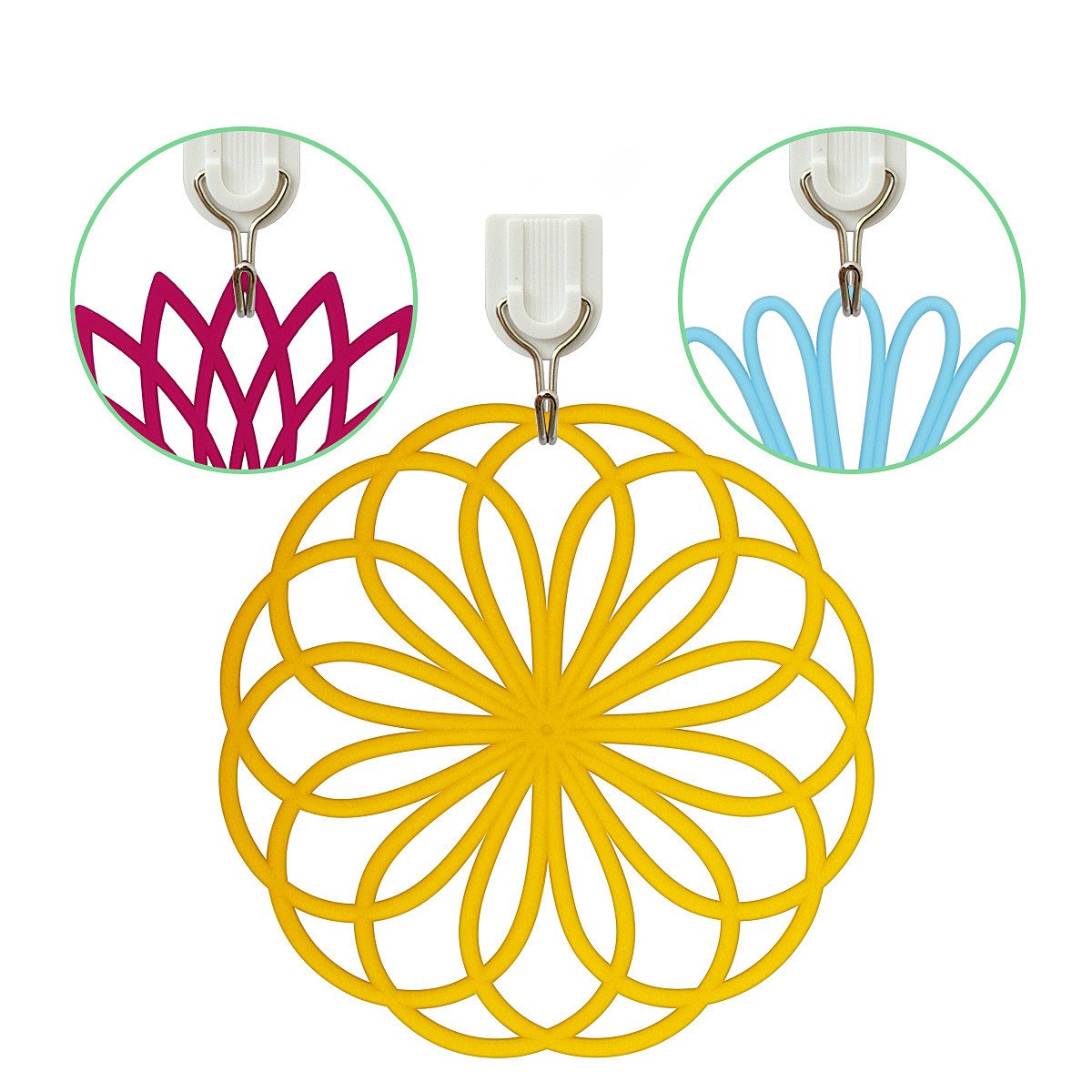 ME.FAN Silicone Trivet Mat - Kitchen Hot Pads for Pots & Dish - Insulated Teapot Trivet - Flexible, Durable, Non-Slip Large Coasters 3 Set Yellow