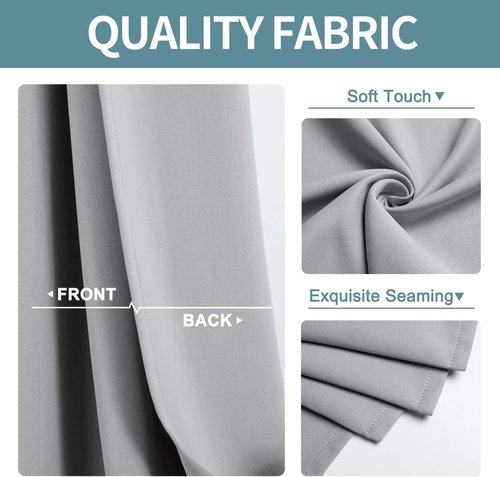 ChrisDowa Blackout Curtains - Thermal Insulated Room Darkening Panels, Light Grey, 52 x 108 Inches, 2-Pack