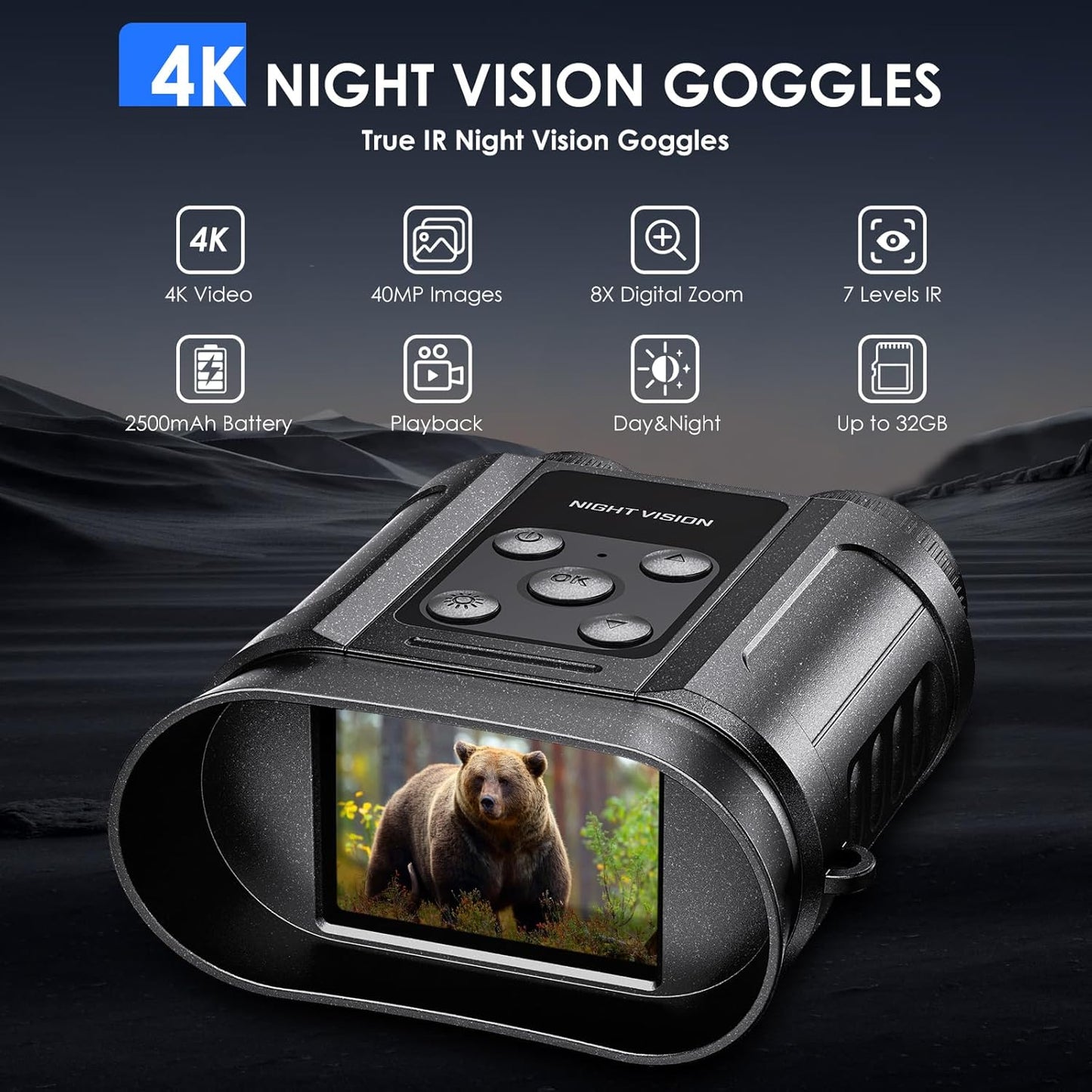 Skiennix Night Vision Goggles - Capture Photos & Videos | 32GB Card Included for Outdoor Adventures