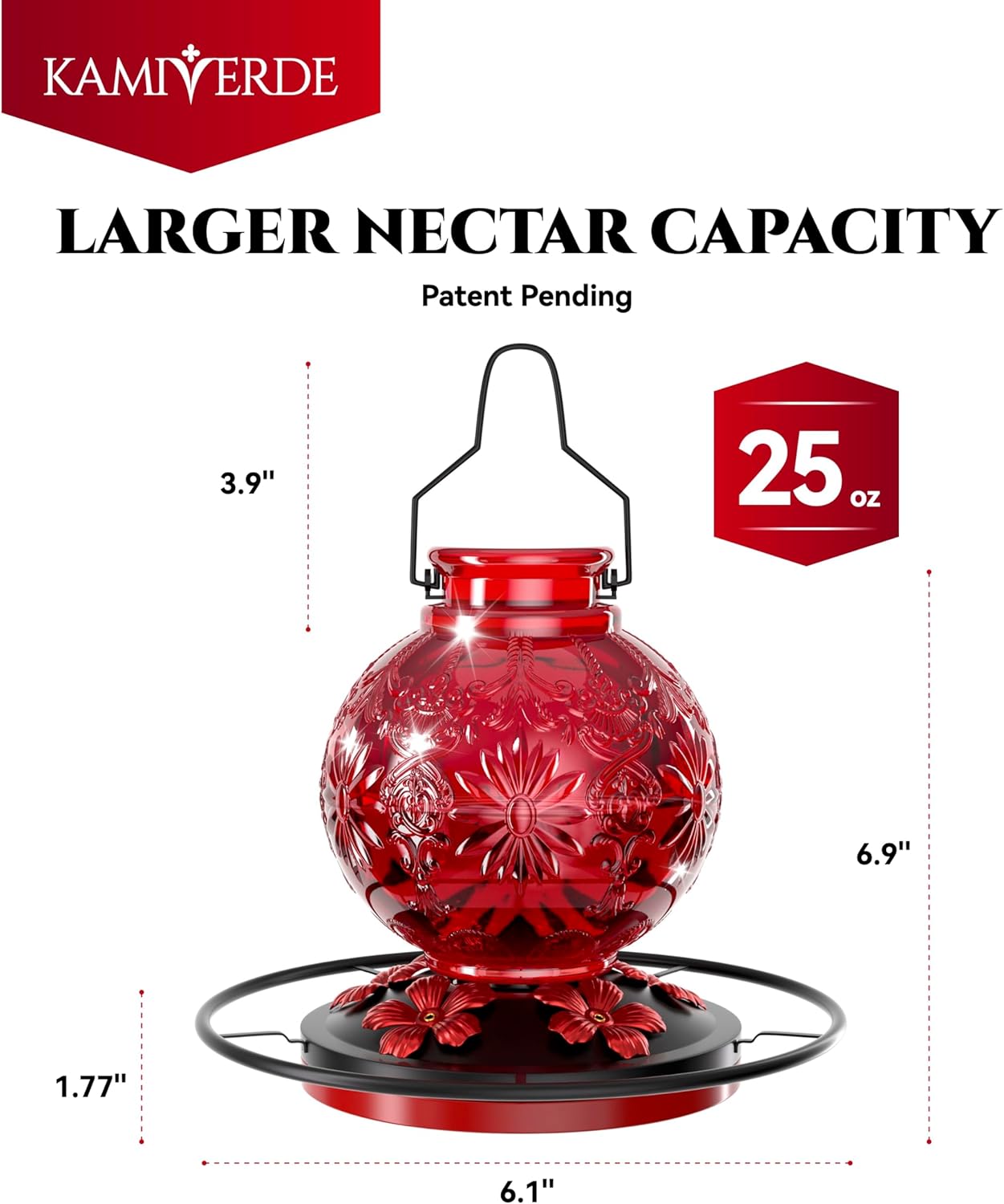 Skiennix Glass Hummingbird Feeder - 25Oz Large, Leak-Proof & Durable Outdoor Decor | Perfect Gift for Moms