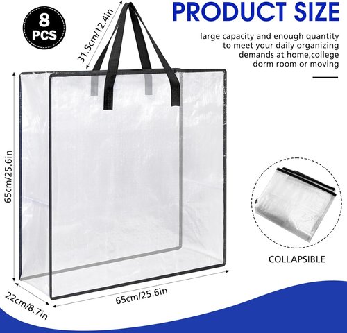 Clear Wreath Storage Bags by [Brand Name] - 26 Inch Heavy-Duty Plastic Tote with Handle & Zipper