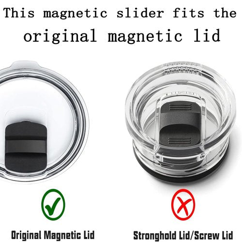 2 Pcs Magnetic Slider Replacement Block, Slider Lid Magnet for Yeti Lids 10 oz, 14oz, 16 oz, 20 oz, 26 oz, 30 oz (Black+Black)
