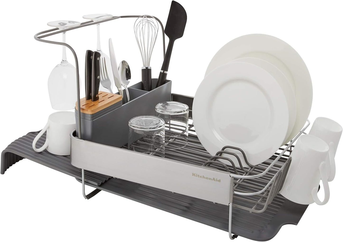 KitchenAid Dish Rack - Expandable, Rust Resistant, Self-Draining Design | 24-Inch, Charcoal Color