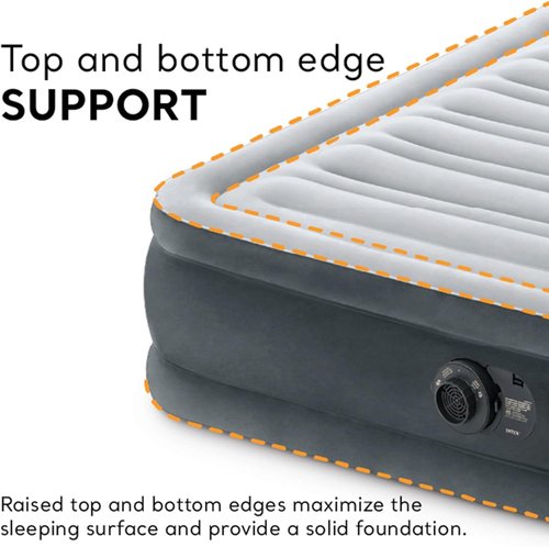 Intex Mid-Rise Air Mattress - Built-In Pump & Dura-Beam Deluxe Comfort | Full Size Portable Luxury Bed for Adults & Camping