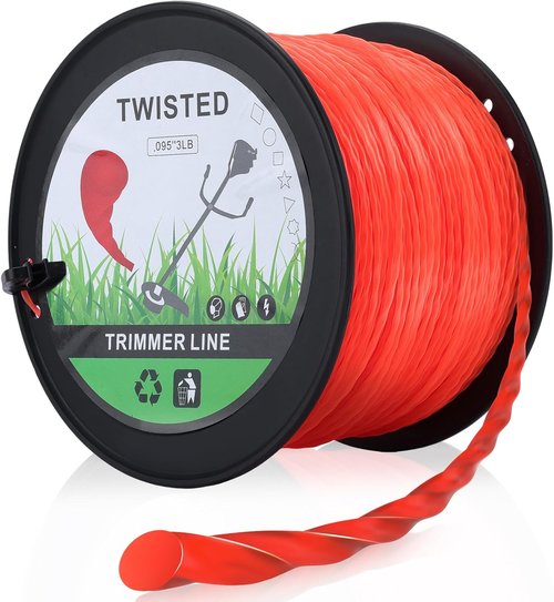 Hipa 0.095 Inch Trimmer Line - Commercial Grade Round Nylon String for Weed Wacker | 3LB, Orange