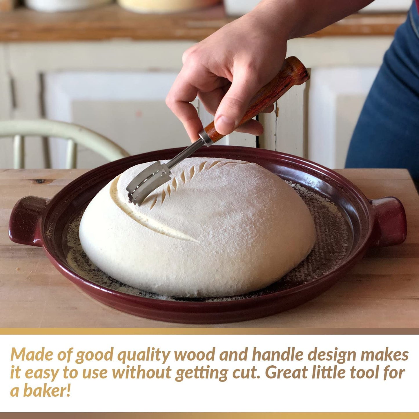 Bread Bosses Bread Bakers Lame Slashing Tool - Dough Making Slasher Tools Baking Sourdough Bread Starter Jar Scoring Knife Razor Cutter Slashing Tool Accessories for Cutting Supplies -Great As A Gift