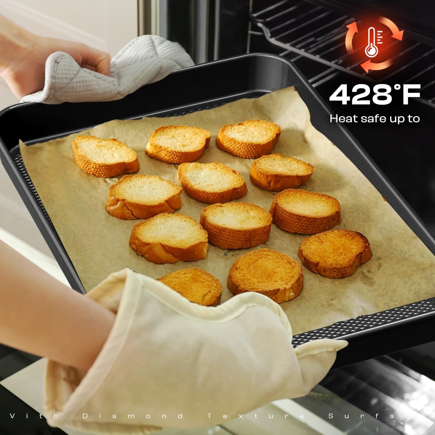 Skiennix 12-Piece Nonstick Bakeware Set - Stackable, Non-Toxic Baking Pans with Rack & Utensils | Black