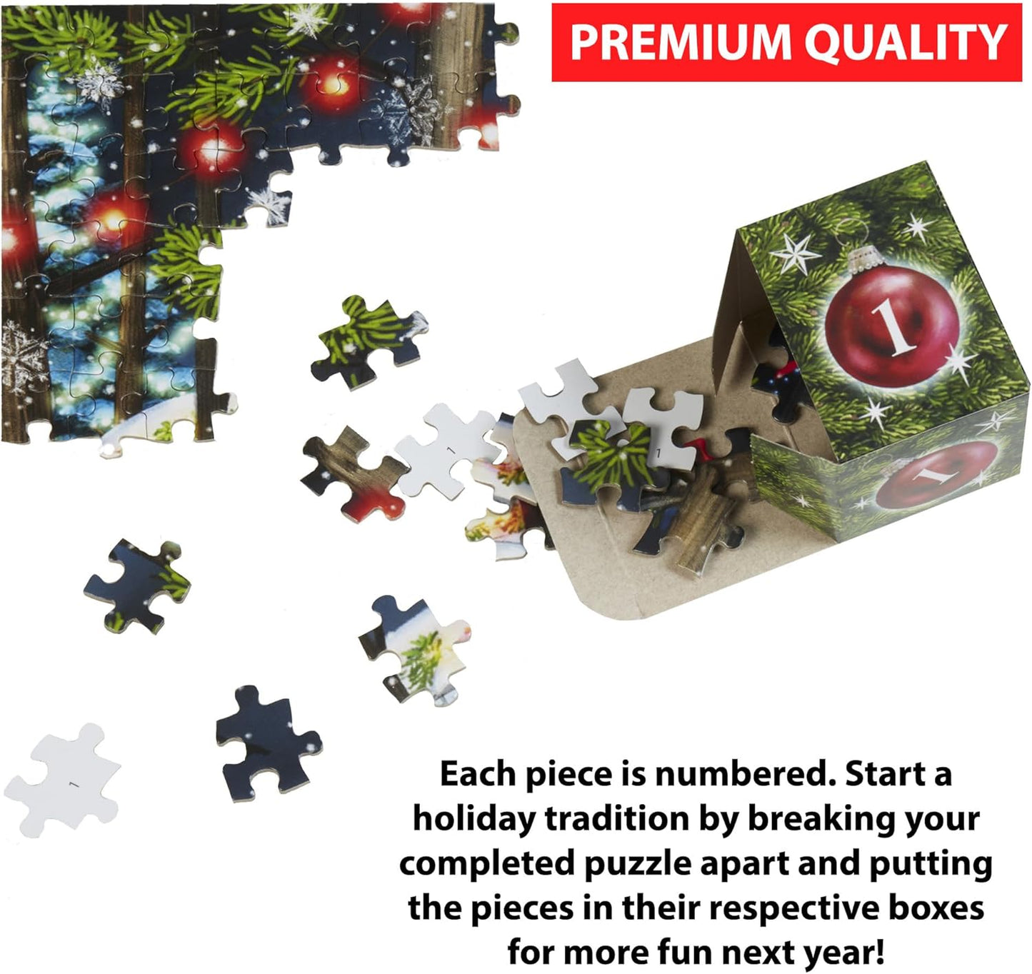 Vermont Christmas Company Jigsaw Puzzle Advent Calendar - 1000 Pieces Camping Theme for Family Fun