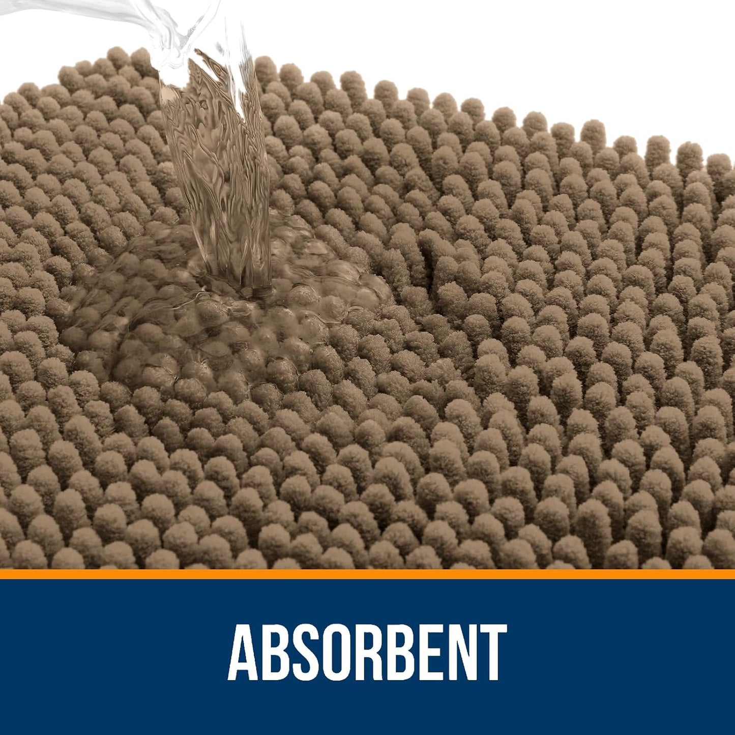 OLANLY Bathroom Rugs - Extra Soft Chenille Bath Mats | Quick-Dry, Machine Washable, 30x20, Tan