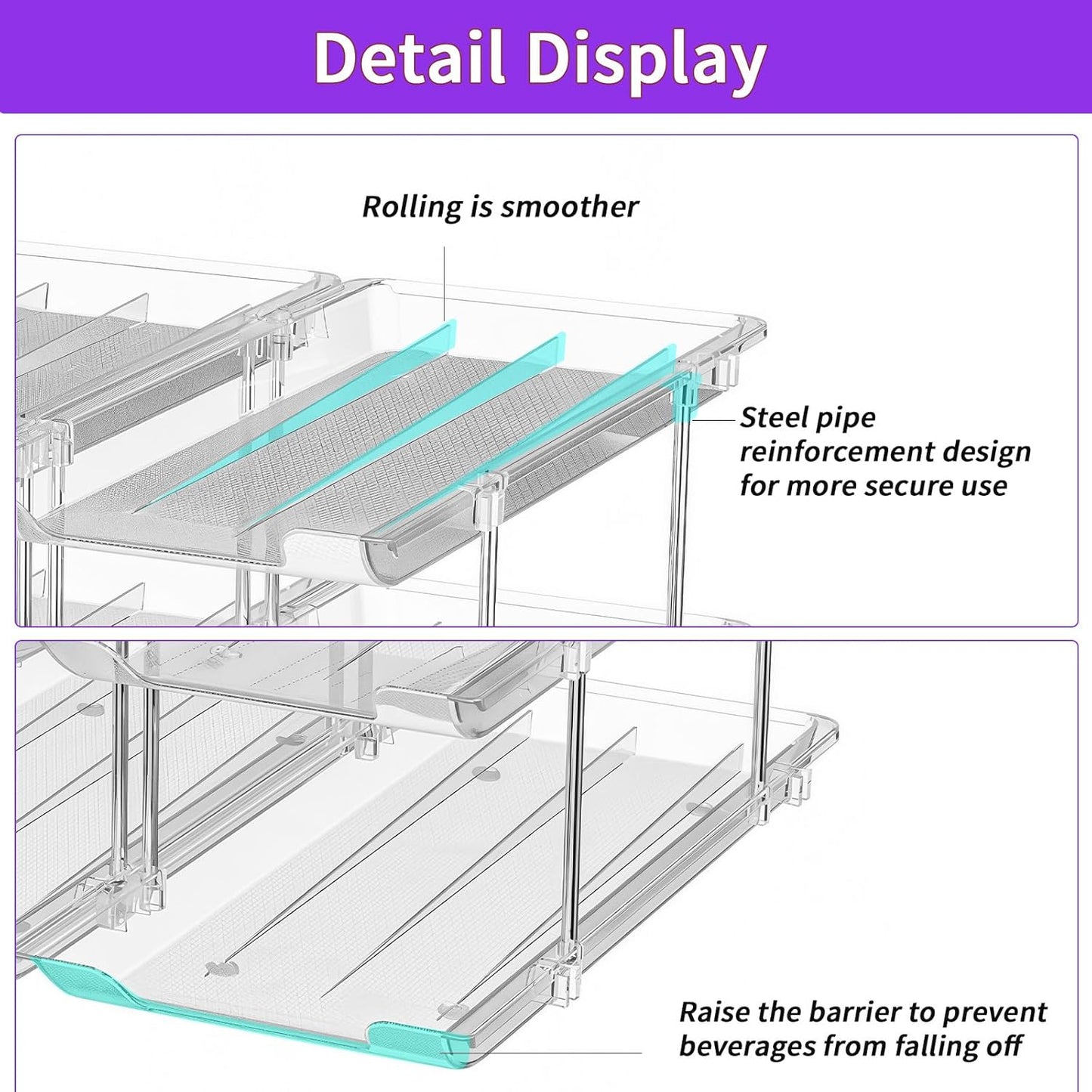 Skiennix Can Organizer - Upgraded 4-Tier Modular Storage Rack for 48 Cans | Clear Beverage Dispenser