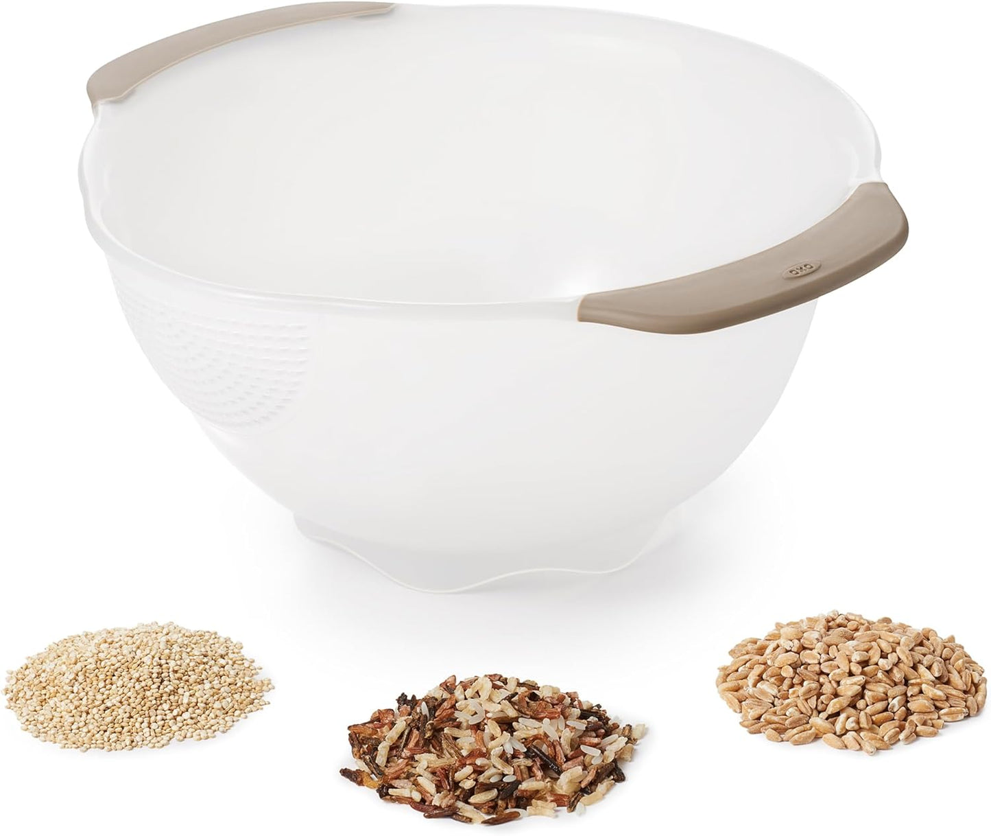 OXO Good Grips Colander - Perfect for Washing Rice & Small Grains | Durable & Easy to Use