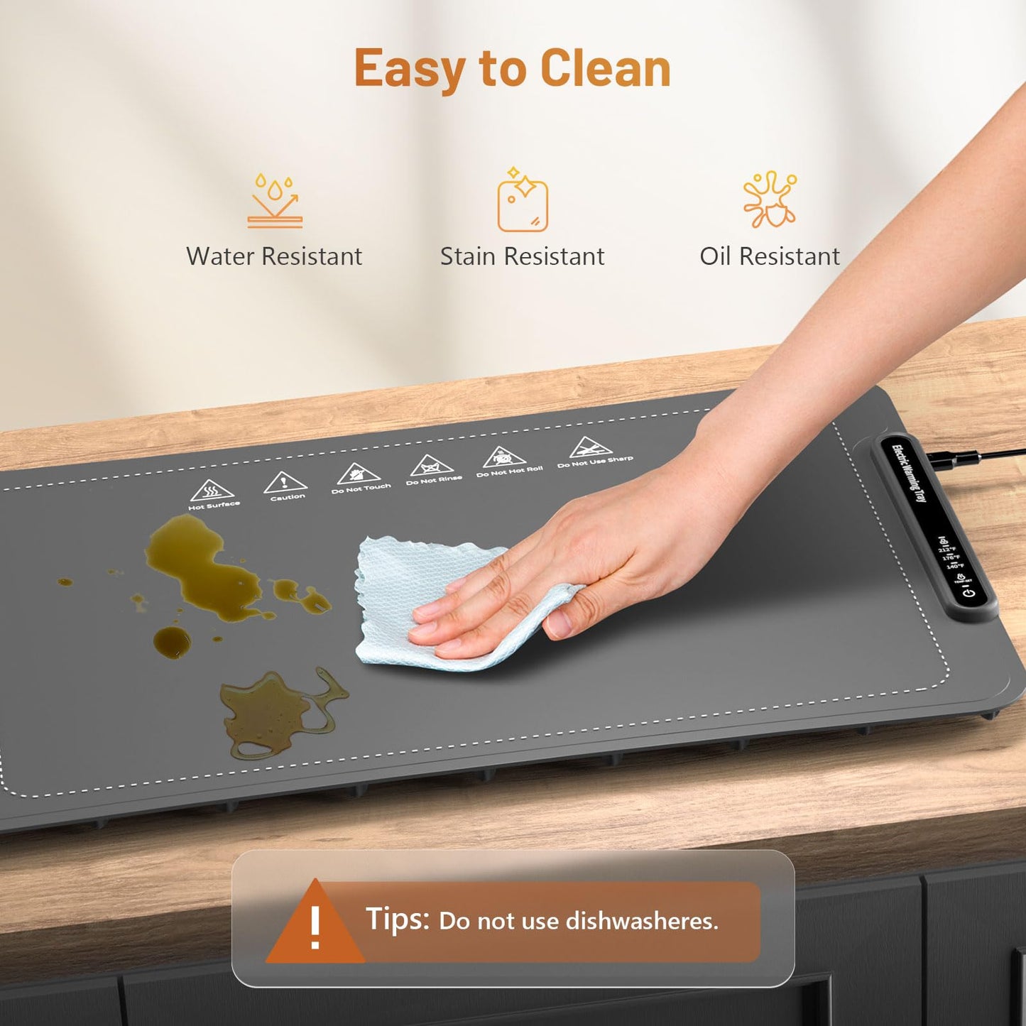 Food Warming Mat, Full Surface Heating Silicone Electric Warming Tray with 3 Level Temperature Settings, Auto Shut-Off, Foldable Roll Up Food Warmer for Parties Buffets, Gatherings