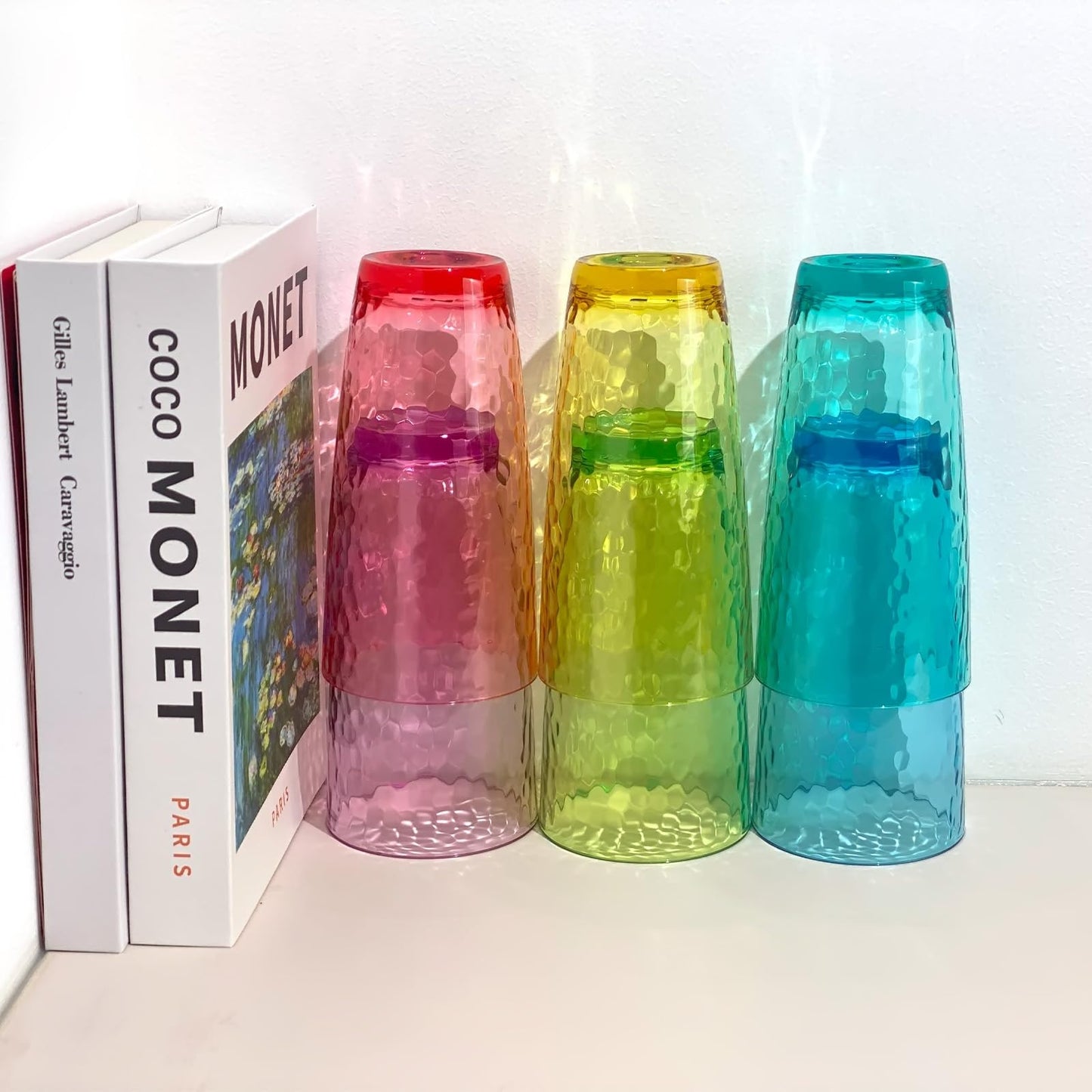 Yanglonghui 26-Ounce Plastic Tumblers (Set of 6), Reusable Plastic Mugs, BPA-Free Acrylic to Drink Mugs, Shatter Resistant, Textured Interior, Dishwasher Safe (Multi Color, 26 Ounce)