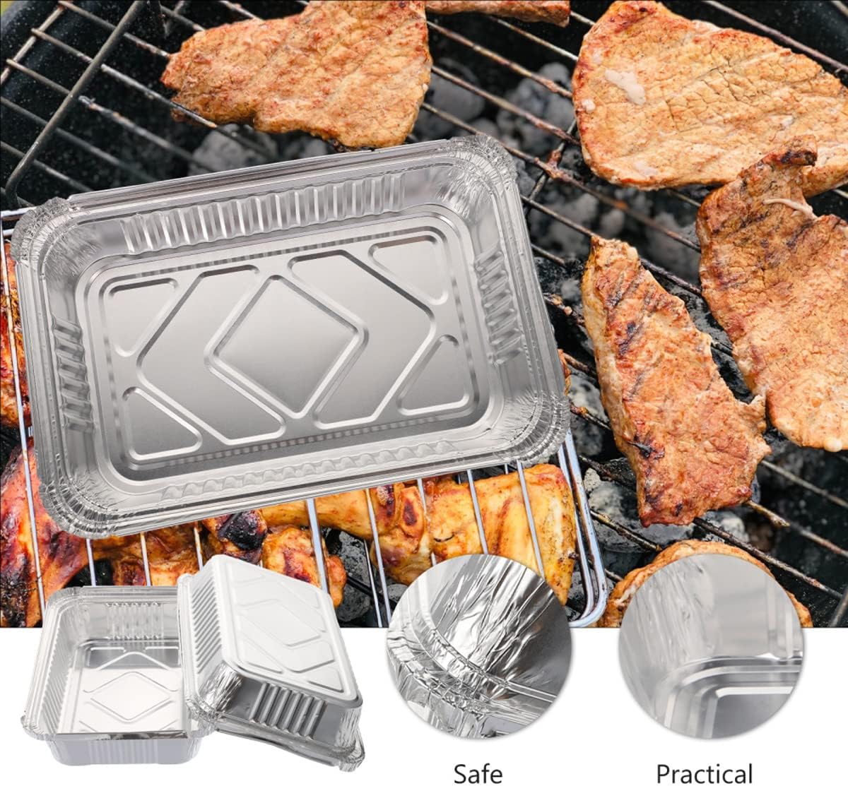 Waytiffer 20-Pack Drip Pans - Disposable Aluminum Foil BBQ Grease Trays for Weber Grills | 8.5 x 6 Inch