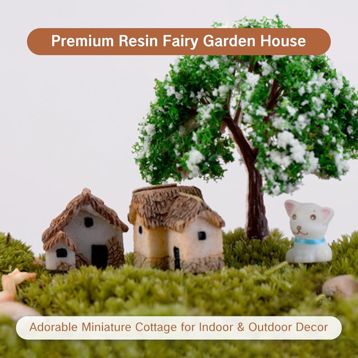 Skiennix Miniature House Village Set - 12pcs Resin Figurine Buildings for Fairy Garden Decor | Perfect for Bonsai & Succulents